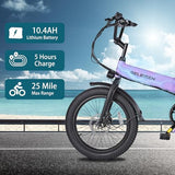 Folding Electric Bike for Adults, 20??3.0 Fat Tire Electric Bicycle, 374.4Wh Battery Ebike, 20MPH Electric Cargo Bike with LCD Color Display & 6 Speed Gears (Fits for 5’0+)